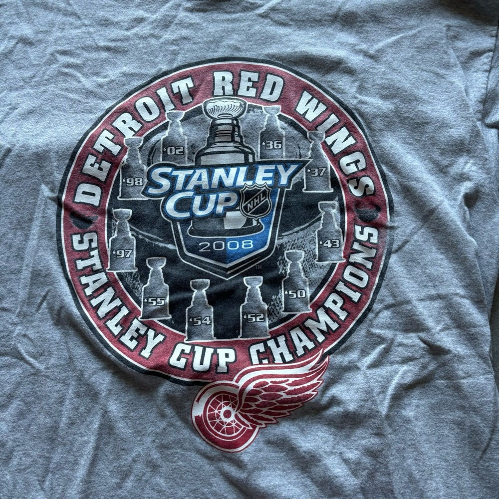 Y2k gray 2008 detroit red wings stanley cup champions tshirt - Picture 3 of 3